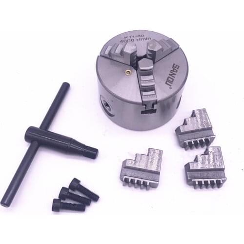 3 inch 3 Jaw K11-80 Mini LATHE Chuck Self-Centering K11 80 80mm with Wrench & Screws Hardened Steel for Drilling Milling Machine