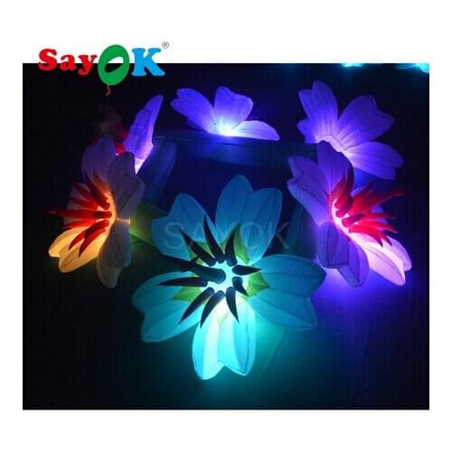 Sayok 6m Long(6 flowers)Inflatable Flower Chain Inflatable LED Flower with 16 Color Lights for Wedding Backdrop Party Decoration