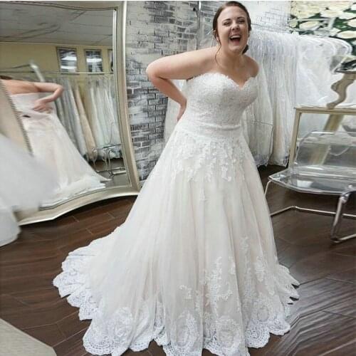 ANGELSBRIDEP Sweetheart Wedding Dresses Vestido De Noiva Fashion Applique Court Train Formal Saudi Arabia Bride Dresses Lace-up