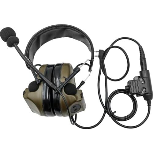 Comtac II Tactical Headset Military Headphones Noise Reduction Sound Pickup Ear Protection FG+ U94 PTT Kenwood 2 Pin Plug