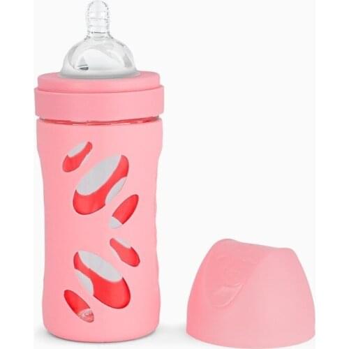 TWISTSHAKE-anticolic pink glass bottle (260 ML)