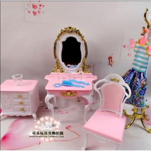 Original for barbie dresser Furniture Accessories Plastic Toy Set Dressing Bowl Hanger Holiday Gift Girl DIY