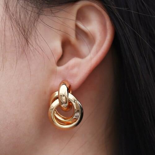 Kirykle Gold Color Twist Alloy Drop Earrings for Women Simple Geometric Earrings Wedding Fashion Jewelry Trendy Accessories Gift