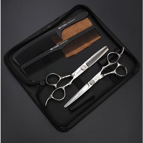 440C 6.0 inch Japan Samurai Scissors Hairdressing Professional Scissors Cutting Thinning Set Tattoo Barber Shears Salon Tools