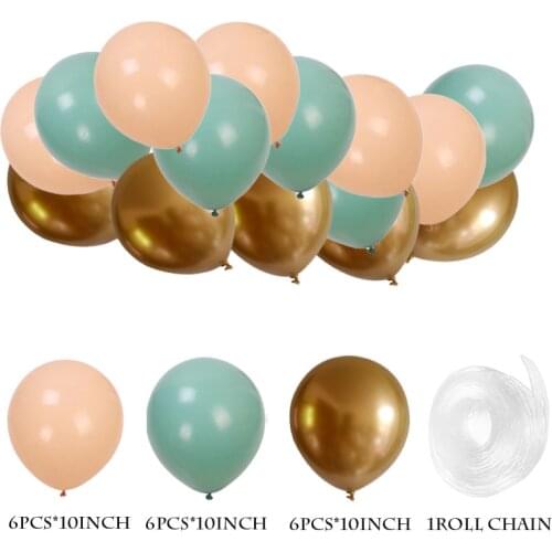 19pcs Bean Green Latex Balloons Garland Arch Kit Baby Shower Wedding Jungle Birthday Party Decorations Kids Helium Balloon Arch