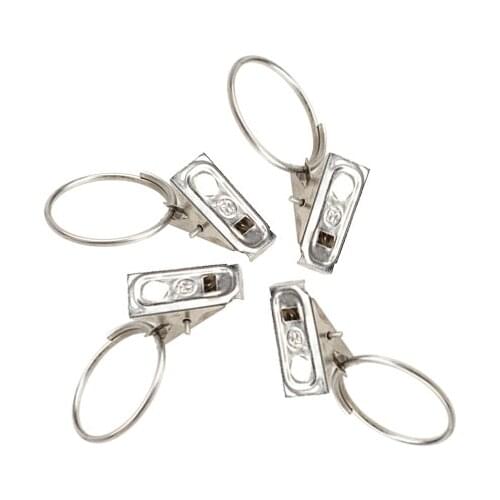 20pcs/set Curtain Clips Stainless Steel Window Shower Curtain Rod Cramp Rings Household Metal Color Drapery Cramp