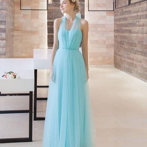 2016 blue Bridesmaid Dresses tulle Convertible Bridesmaid Dress Cheap hot Vestido De Festa De Casamento Long-Party-Dress