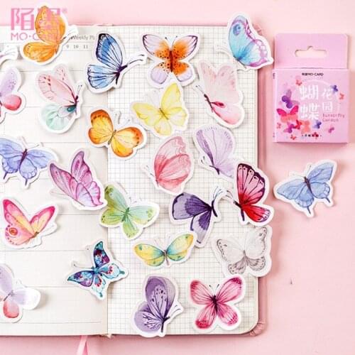 24packs Colorful Butterfly Mini Paper Sticker Decoration Diary Scrapbooking Label Sticker Stationery