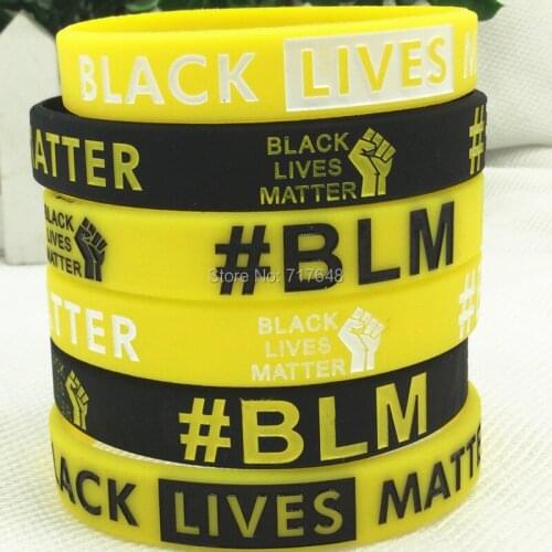 30pcs Black Yellow Black Lives Matter BLM wristband silicone bracelets free shipping by ePacket A