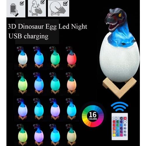 3D Colorful Dinosaur Egg Led Night Light Table Lamp Touch Pat Light Dinosaur Lamp Bedroom Decoration Gift