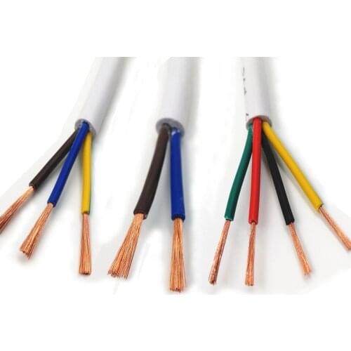 5Meter 20 AWG 0.5MM2 RVV 2/3/4/5 Cores Copper Wire Conductor Electric RVV Cable White sheathed wire