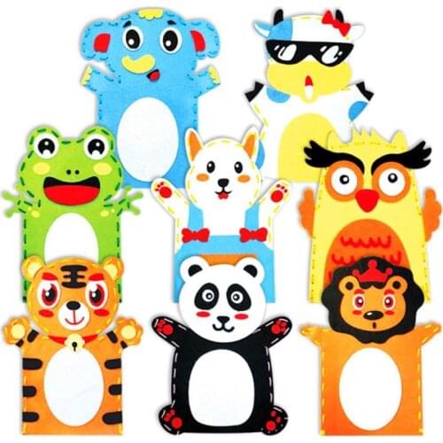 5Pcs Kid DIY Cartoon Animal Hand Puppet Handmade Sewing Crafts Educational Toy