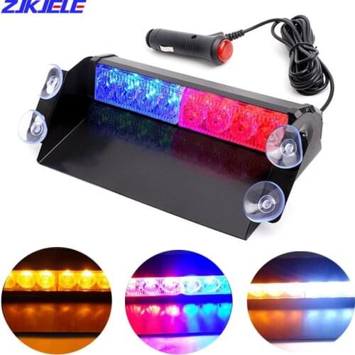 Car Truck Emergency Flasher Dash Strobe Warning Light Day Running Sucker Flash Led Police Lights 8 LEDs 3 Flashing Modes 12V