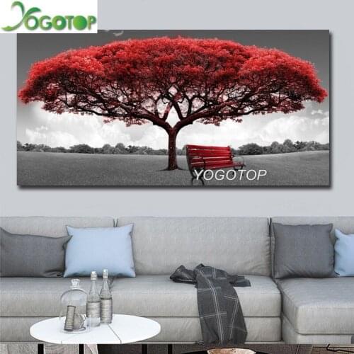 Large red money tree and chair 5D Diamond Paintnig Diy Rhinestones Full Drill mosaic Diamond Embroidery Decor Handicraft YY1892