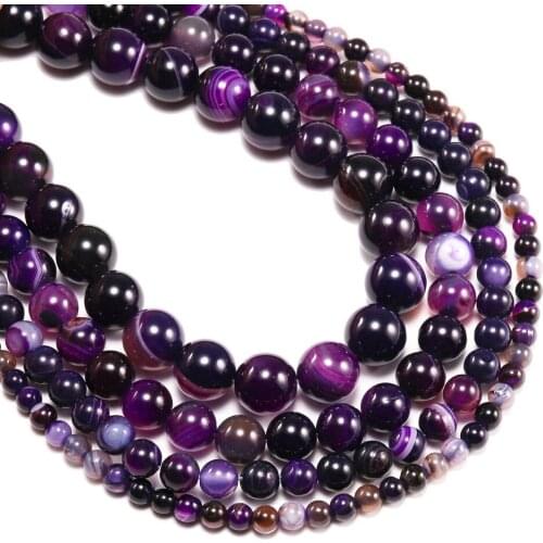 1strand/lot Purple Natural Stones Spacer Loose Beads Stripe Onyx Agat Round Beads For DIY Bracelet Bulk Wholesale Jewelry Making