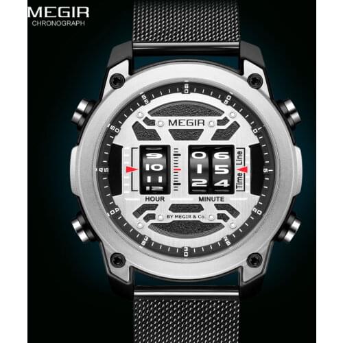 Mens Watches Fashion Digital Roller Numbers Quartz Watch for Man Luxury Sport Leather Strap Wrist Watch Relogios Часы Montre