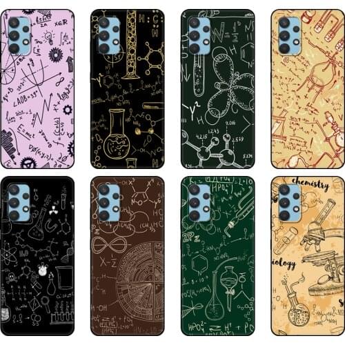 Black tpu Case For Samsung galaxy A32 A42 A52 A72 4g 5g S21 PLUS ultra back cover Vintage Seamless Chemistry Laboratory