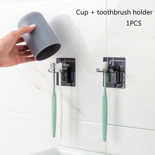 Bathroom Toothbrush Holder Simple and Seamless Bathroom Wall-free Punch-free Wall Hanging Toothbrush Holder