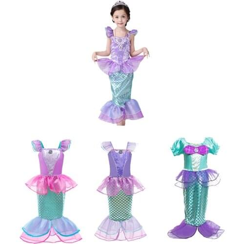 Mermaid Princess Girl Dress Cosplay Costumes for Kids Baby Girl Mermaid Dress Up Sets Children Halloween Birthday Party Clothing