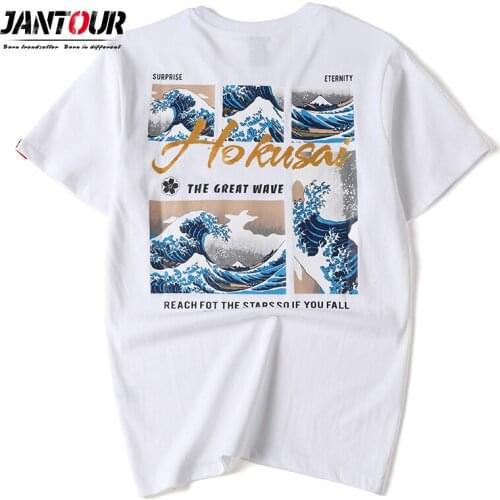 Summer Cotton Loose T-Shirt Mens Printing Waves Ocean Pattern t Short O-Neck Tees Tops male Vacation Style Brand clothing M-4XL