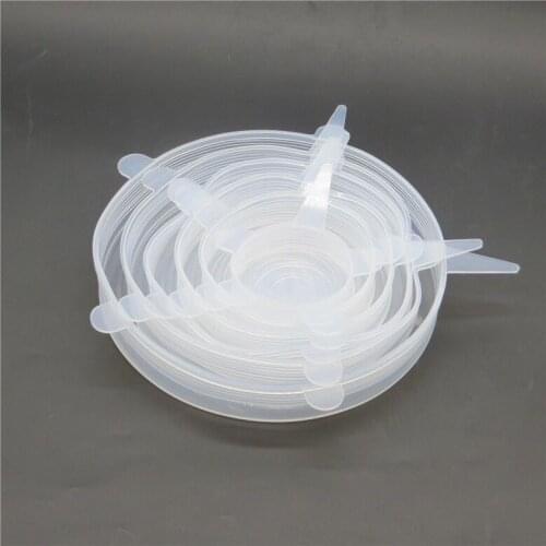 Hot 6pcs Universal Silicone Suction Lid-bowl Pan Cooking Pot Lid-silicon Stretch Lids Silicone Cover Stopper Cover Holiday gifts