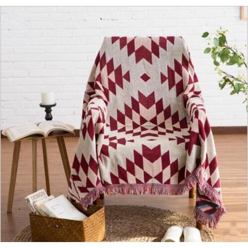 Gothic Style Knitted Sofa Towel Blanket Double Side Different Colors Tassels Cover Blanket For Living Room Bedroom Rug Carpet