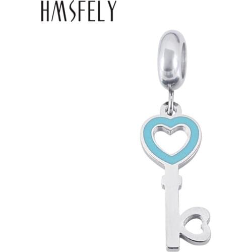 HMSFELY 316L Stainless Steel Heart Key Shape Pendant For DIY Bracelet Necklace Jewelry Making Accessories Bracelets Tags