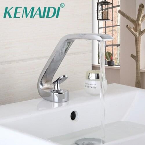 KEMAIDI Basin Sink Faucet Bathroom Sink Faucets Deck Mount Bright Chrome Washing Basin Mixer Water Tap Deck Mounted