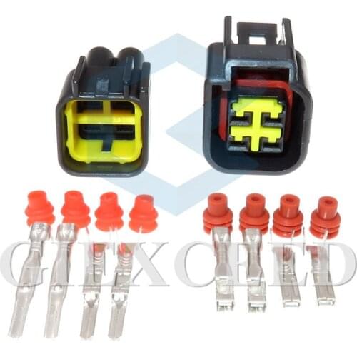 2 Sets 4 Pin FWY-C-4F-B Auto Connector Waterproof Electrical Wiring Socket Connector 12444-5504-2 Ignition Coil Plug For Ford
