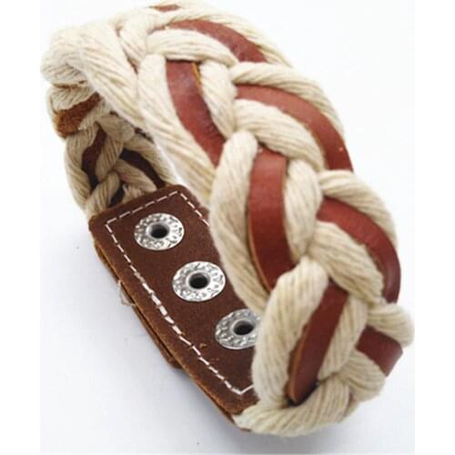 Brown Black Braided Wristband Punk Rock Retro Handmade Vintage Men Leather Bracelets Fashion Cuff Bangle male Jewelry Gift