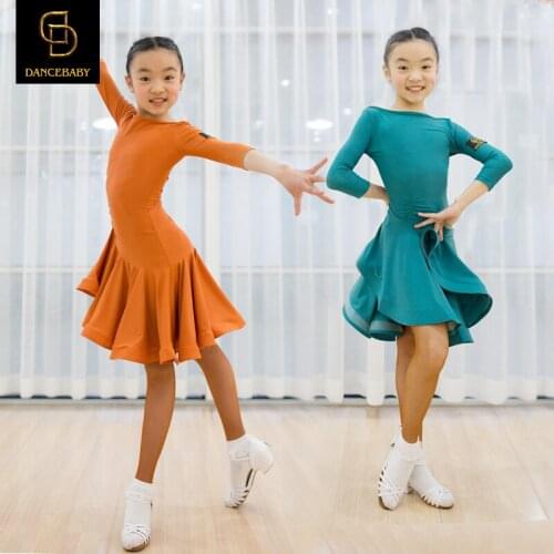 Latin Dance Costume Childrens Gongfu Dress Fish Bone Pendulum Skirt Childrens Performing Costume