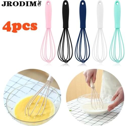 Kitchen Gadgets 6inch Egg Beaters Mixer Silicone Whisks Egg Beater Milk Frother Non-Slip Easy To Clean Whisk Cooking Baking Tool