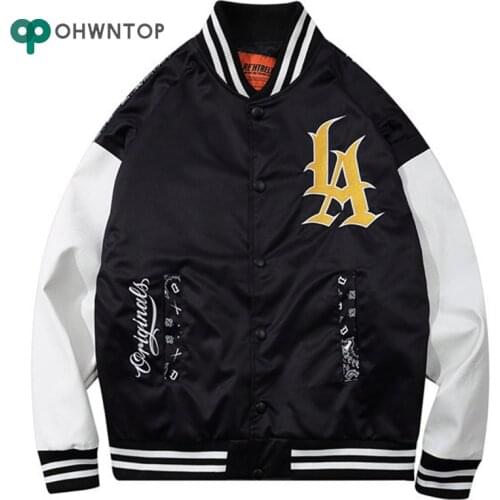 Varsity Jacket Men Furry Letter Patchwork Color Baseball Jacket Autumn Vintage Advanced High Street Bomber Coats Couple Tops