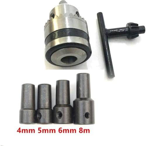 Mini Electric Drill Chuck 0.6-6mm Mount B10 Taper with 4mm/5mm/6mm/8mm Connector Rod Motor Shaft Key Wrench Power Tools