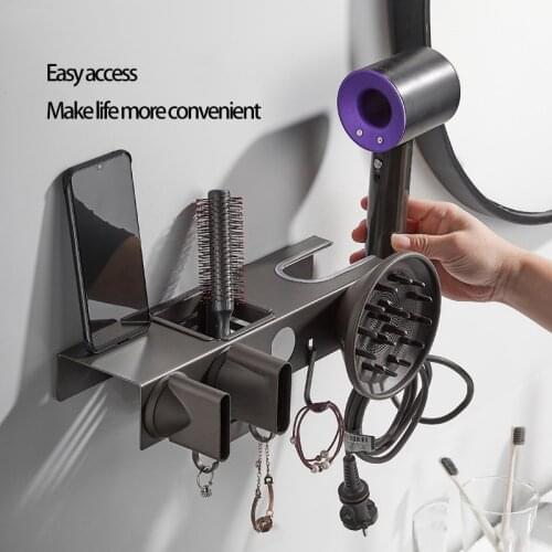 Wall-Mounted Storage Racks for Dyson Supersonic Hair Dryer Punch-Free Hair Dryer Holder Bathroom Storage Rack