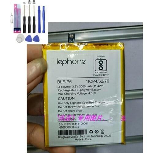Original Battery 3000mAh 11.4Wh 3.8V for LEPHONE BLF-P6 Cell phone batterie+TOOLS