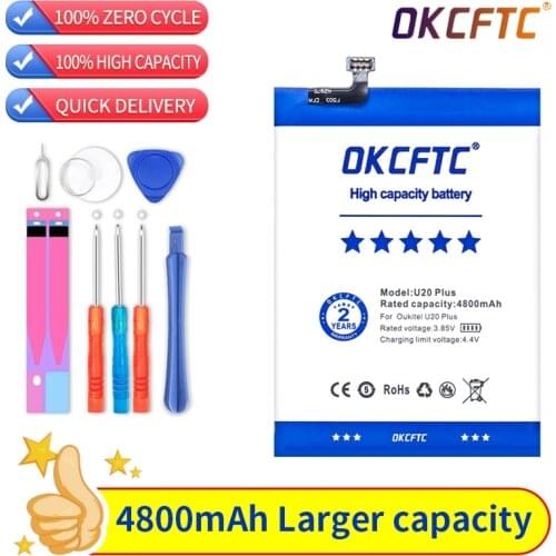 OKCFTC Original for Oukitel U20 Plus Battery High Capacity 4800mAh Battery Backup Replacement for Oukitel U20 Plus Smart Phone