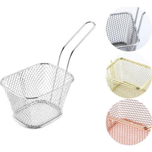 Stainless Steel Chips Deep Fry Baskets Strainer Fryer Kitchen Cooking Chef Portable Colander Tool Small Durable For Home Use