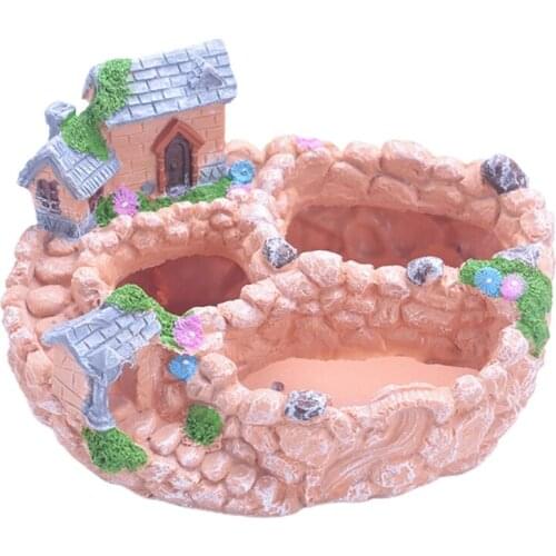 T21D Fairy Resin Planter Modern Garden Miniature Sweet House Cottage Flowerpot DIY Bonsai Pots for Succulent Plants Indoor