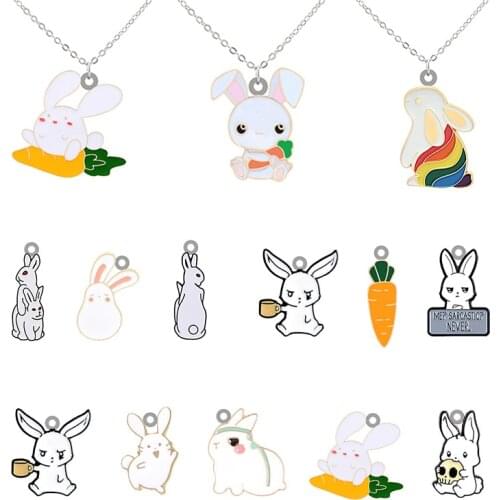 TAFREE Bunny Various Models Jewelry Long Chain Resin Necklace Epoxy Design Tiny Epoxy Pendant Necklace Jewelry Gifts for Girls