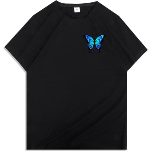 Streetwear Men T-Shirts Butterfly Print Short Sleeve Casual Unisex Tshirts Hip Hop Harajuku Short Sleeve Loose Tees Shirts Tops