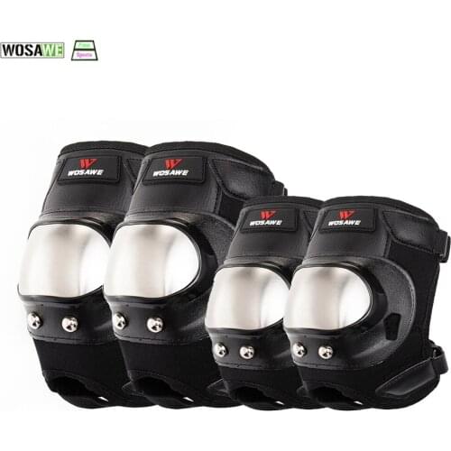 Bicycle MTB Stainless Steel Anti-Fall Riding Protective Gear Knee Pads Elbow Pads Set Outdoor Sports Skiing Skateboard Protector