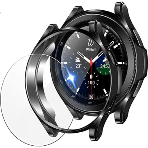 2 Pack Tempered Glass For Samsung Galaxy Watch 4 Classic Screen Protector 2Pack Protective Case For Galaxy Watch 4 44mm 40mm