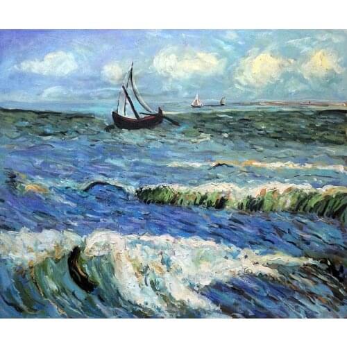 Zemalu Canvas art Vincent Van Gogh Painting Seascape near Saintes Maries Hand painted Landscape artwork picture for living room