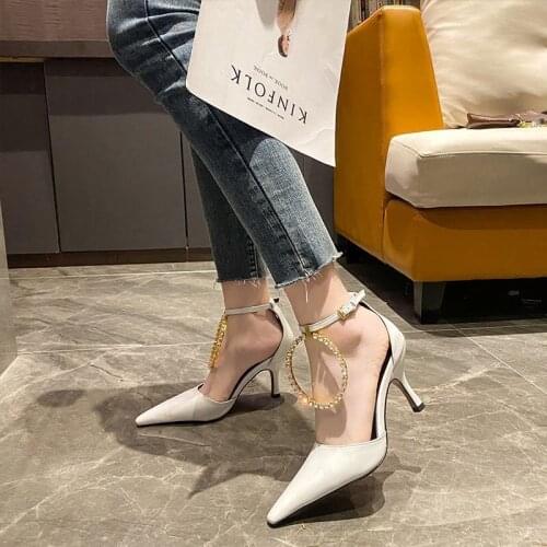 Temperament Ladies High Heels Summer Hot Sale Fashion Exquisite Pointed Rhinestone Pure Color Elegant Single Shoes