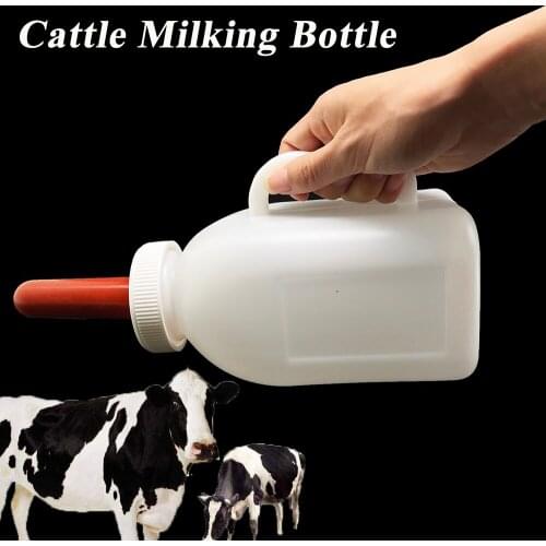 1PCS Calf Milking Bottle Feeding Feeder Plastic 1L Durable Nipple Vertical Cow Horse Donkey Veterinary Farming Ranch Pasture