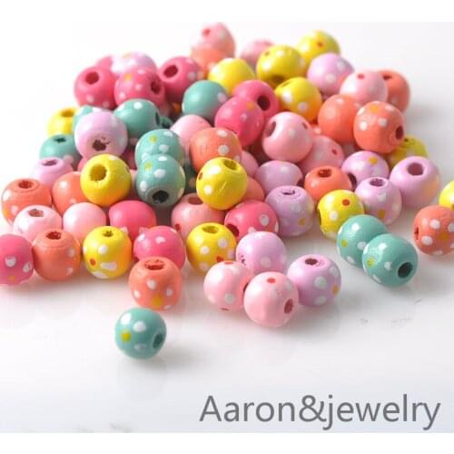 10mm 100pcs Mixed color Wooden Round Beads For Jewelry making DIY MT0690X