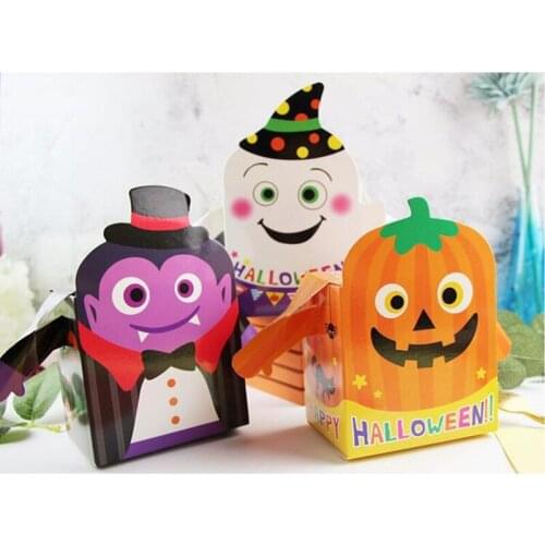 10pcs Halloween Party Trick or Treat Cartoon Cute Mummy Vampire Candy Boxs Baby Shower Birthday Decor Gift Organizer Box Kids