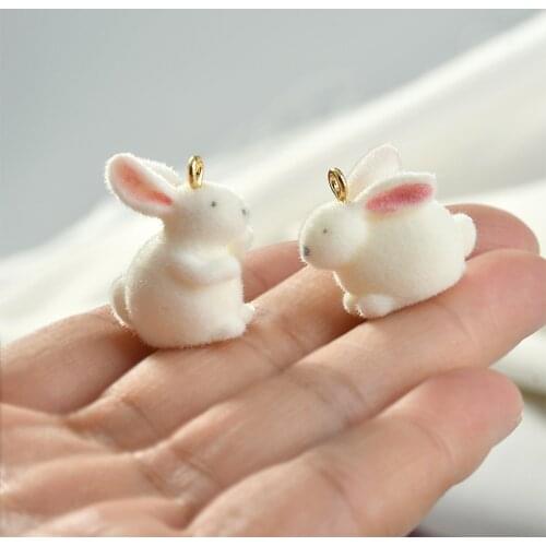2Pcs 18*22MM Sweet Cute Little Rabbits Resin Charms For DIY Making Earrings Necklace Bracelet Jewelry Accessories