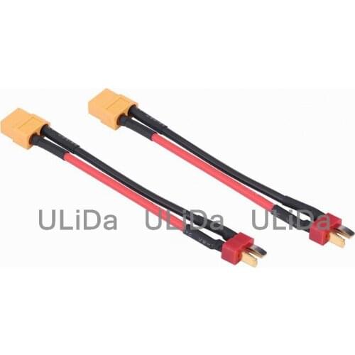 2 Pcs XT60 Female to Deans T-Plug Male Adapter Connector Cable for Lipo Battery 14AWG